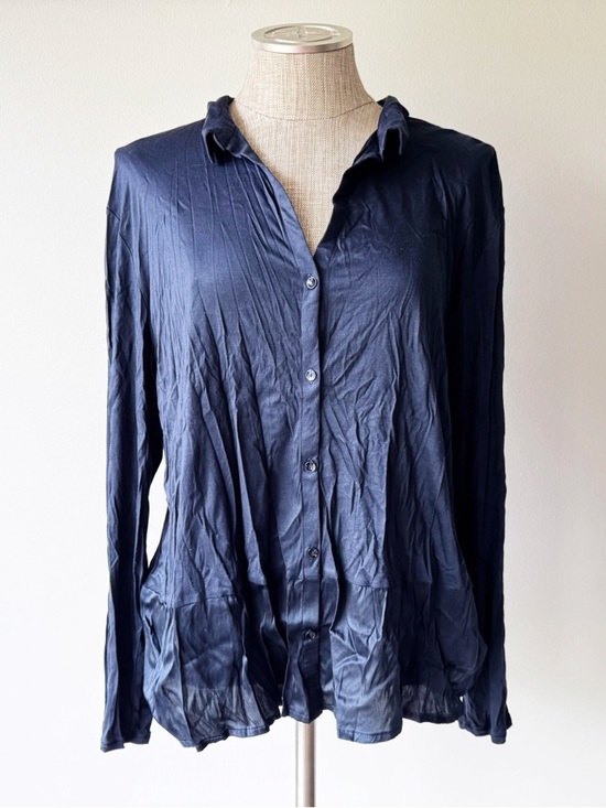 Hanro Other - Hanro Navy Blue Modal / Silk Button Down Sleep Shirt